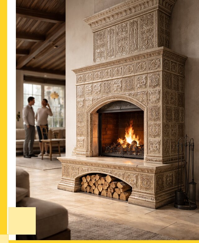 Купить изразцовый камин в Алапаевске от 267625 р. | ЭриданЛпв