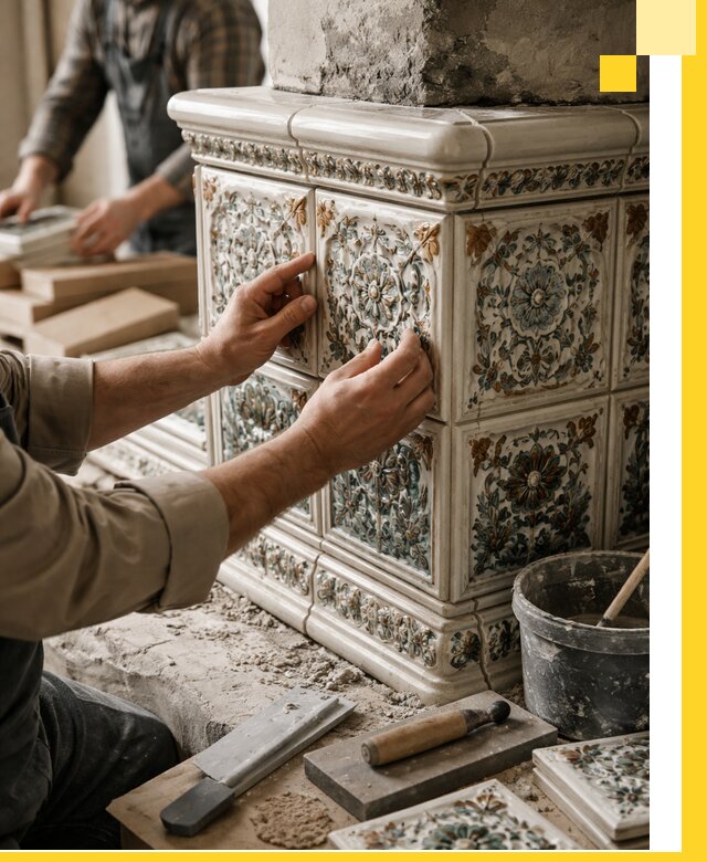 Изразцовые камины под ключ в Алапаевске: проект и монтаж