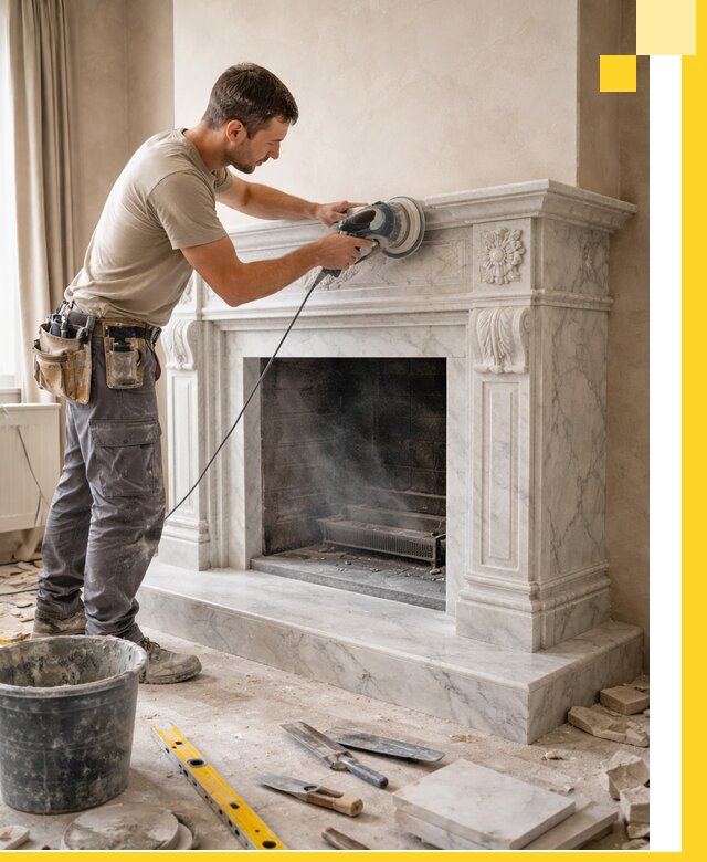 Изготовление и установка мраморных каминов в Алапаевске под ключ