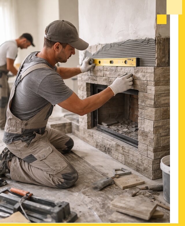 Облицовка каминов в Алапаевске, монтаж и отделка натуральным камнем