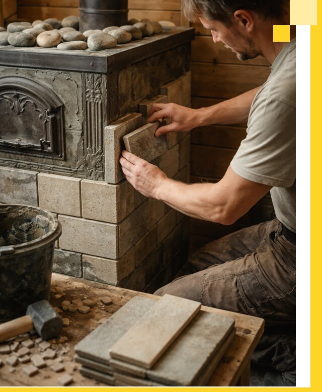 Облицовка банных печей в Алапаевске профессиональная отделка