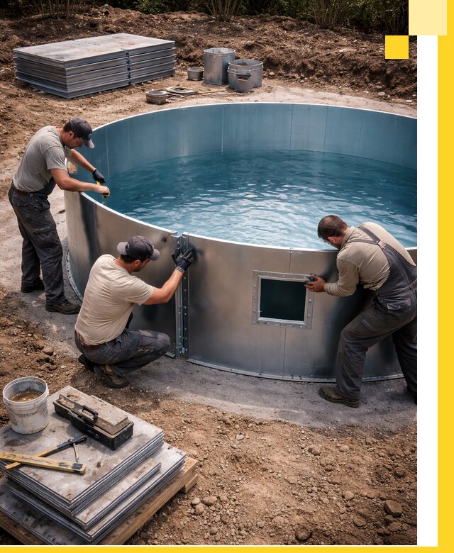 Круглые бассейны под ключ в Алапаевске проектирование и монтаж