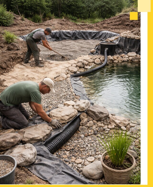 Строительство природных бассейнов и озер в Алапаевске под ключ