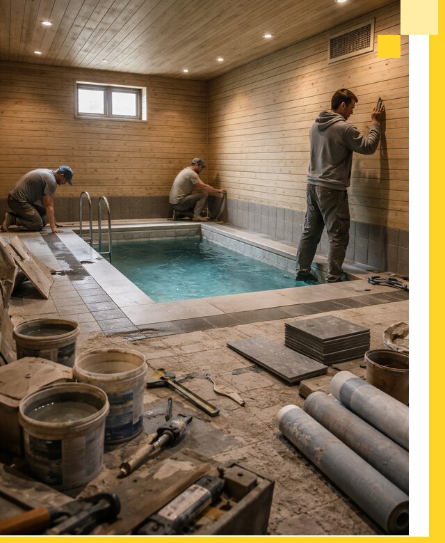 Строительство бани с бассейном и сауной под ключ в Алапаевске