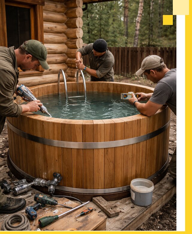 Строительство бань с купелью под ключ и отделкой в Алапаевске