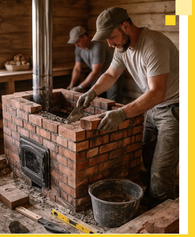 Кирпичные печи для бани под ключ в Алапаевске, проект и монтаж