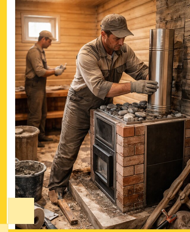 Монтаж печи в бане под ключ в Алапаевске от 21410 р. | ЭриданЛпв