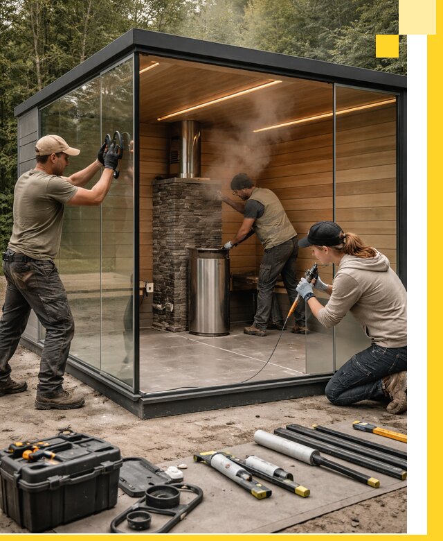 Проектирование и строительство стеклянных бань в Алапаевске