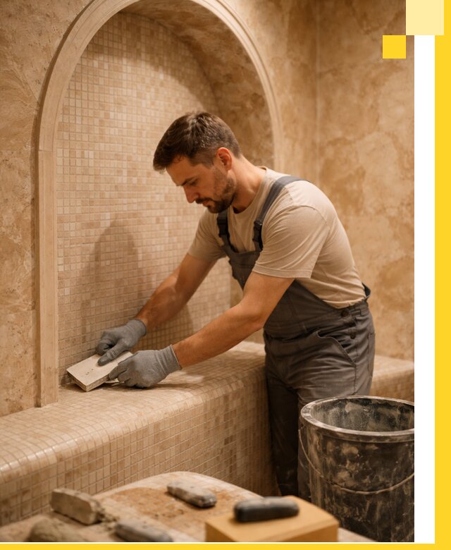 Профессиональная отделка хамамов с мозаикой под ключ в Алапаевске