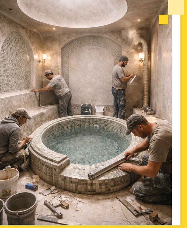 Профессиональное строительство хамама с бассейном в Алапаевске под ключ