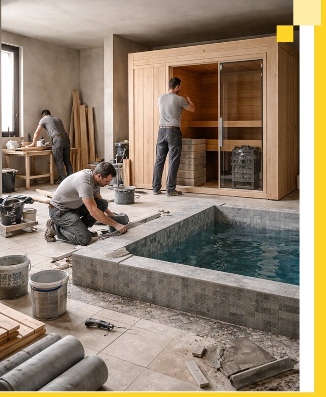 SPA зоны под ключ с бассейном сауной и печью в Алапаевске